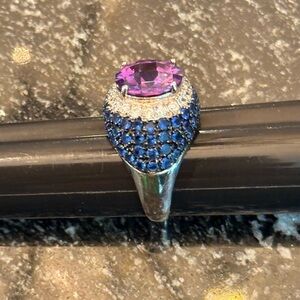 Elegant Purple and Blue Gemstone Ring